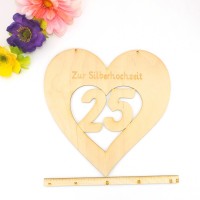 Zur Silberhochzeit oder zum 25. Geburtstag Herz Aufschrift und Zahl 25