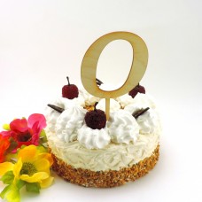 Zahl 0 aus Holz naturbelassen für eine Torte oder auf Blumenstrauß
