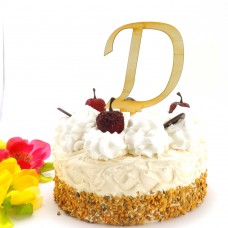 Buchstabe D aus Holz naturbelassen für Torte oder Blumenstrauß