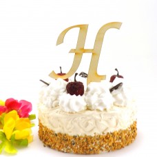 Buchstabe H mit Stiel als Tortenstecker Holz  oder Blumenstrauß