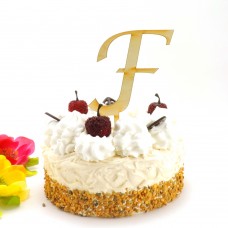 Buchstabe F aus Holz naturbelassen für eine Torte oder Blumenstrauß