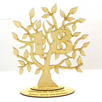 Lebensbaum aus Holz  mit Zahl  18  Personalisierte Gravur in 28cm Hoch Geburtstagsbaum oder Jubiläum
