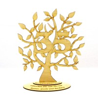 Lebensbaum aus Holz mit der Zahl 35 und Personalisierter Gravur in 28cm Hoch Geburtstagsgeschenk oder Jubiläum