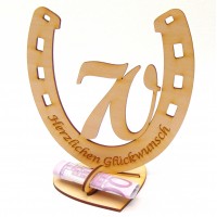 Hufeisen mit Zahl 70, passt perfekt für Geldscheingeschenke, z. B. zum Geburtstag oder zur Gnadenhochzeit