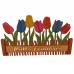 Hallo Frühling Schwibbogen art Zaun mit Tulpen für Fensterbank