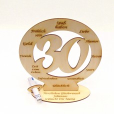 Geschenk zum 30. Geburtstag, personalisiert  mit Glückwunschgravur