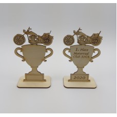 Naturholz Pokal mit Chopper sowie Ihre persönliche Gravur