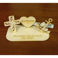 Geldgeschenk christliche Symbole Glaube, Liebe, Hoffnung, passend z. B. zur Taufe oder Konfirmation