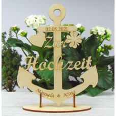 Anker Zur Hochzeit mit Glückssymbolen kann personalisiert werden