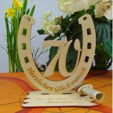 Hufeisen mit Zahl 70, ideal als Geldscheinhalter, z. B. zum Jubiläum oder zur Gnadenhochzeit