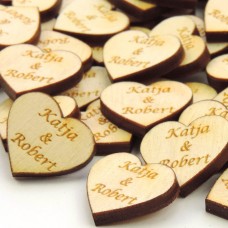 Herz 20 mm aus Holz graviert mit Namen oder Datum 30 Stück