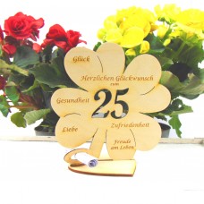 Geldgeschenk 25. Geburtstag, Kleeblatt 11,7 cm Personalisiert
