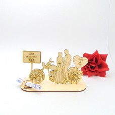 Hochzeitsgeschenk Brautpaar mit Chopper und Ortsschild für Biker Geldgeschenk Personalisiert