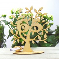 Geldgeschenk Lebensbaum Zahl 65 Geburtstagsgeschenk 16 cm Naturholz
