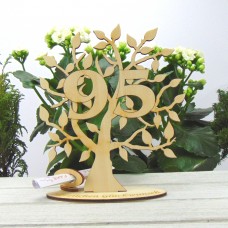 Geldgeschenk Lebensbaum Zahl 95 Geburtstagsgeschenk 16 cm Naturholz
