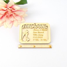 Einladungskarte mit Magnet, zum Geburtstag, zum Brunch, zur Hochzeit, Sektglas mit Erdbeeren Personalisiert mit Magnet
