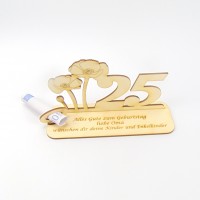 Mohnblume mit Glückwünschen, Personalisierte Geschenkidee, Zahl 20 oder 25
