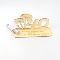 Mohnblume mit Glückwünschen, Personalisierte Geschenkidee, Zahl 40 oder 45