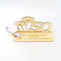 Mohnblume mit Glückwünschen, Personalisierte Geschenkidee, Zahl 50 oder 55