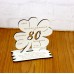 80. Geburtstag Geld-Gutschein-Geschenk - Kleeblatt weiß  mit Gravur "Wir wünschen dir ... "