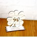 90. Geburtstag Geld-Gutschein-Geschenk - Kleeblatt weiß mit Gravur "Wir wünschen dir ... "