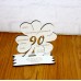 90. Geburtstag Geld-Gutschein-Geschenk -  Kleeblatt  weiß  mit Gravur "Ich wünsche ... "