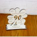90. Geburtstag Geld-Gutschein-Geschenk -  Kleeblatt  weiß  mit Gravur "Ich wünsche ... "