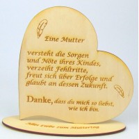 Herz aus Holz stehend zum Muttertag  mit Spruch Eine Mutter versteht