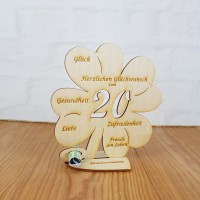 Geldgeschenk 20. Geburtstag Kleeblatt 11 cm oder 16 cm Personalisiert