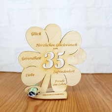 Geldgeschenk 35. Geburtstag Kleeblatt 16 cm Personalisiert
