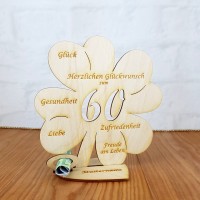 Geldgeschenk 60. Geburtstag, Kleeblatt 11 cm oder 16 cm Personalisiert