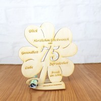 Geldgeschenk 75. Geburtstag Kleeblatt 11cm oder 16 cm Personalisiert