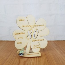 Geldgeschenk 80. Geburtstag Kleeblatt 11 cm oder 16 cm Personalisiert