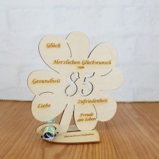 Geldgeschenk 85. Geburtstag Kleeblatt 11cm oder 16 cm Personalisiert
