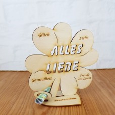 Geldgeschenk Alles Liebe Kleeblatt 16 cm Personalisiert 