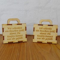 Koffer Ein bisschen Geld  - Geldgeschenk  zum Stehen oder Aufhängen 