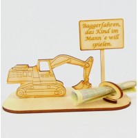 Geldgeschenk Bagger mit Ortsschild