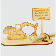 Geldgeschenk Bagger mit Ortsschild