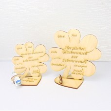 Lebenswende Geldgeschenk Kleeblatt 11 cm oder 16 cm