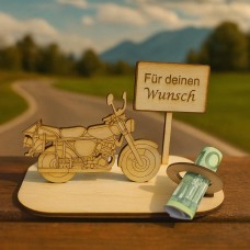 Geld- und Gutscheingeschenk Moped, Motorrad mit  Ortsschilder