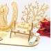 Personalisiertes Geldgeschenk zur Hochzeit aus Holz | Hufeisen Glücksbringer mit Brautpaar, Bank & Herzbaum
